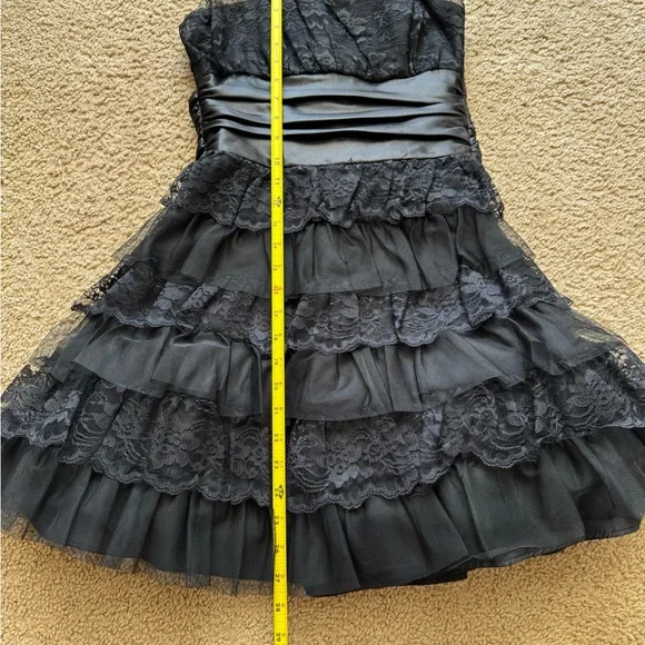 Masquerade Black Lace Strapless Gown - Picture 7 of 16